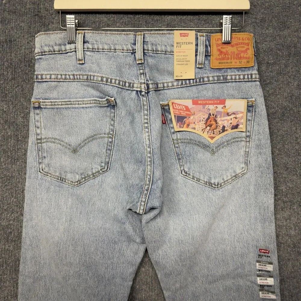 Levi's Western Fit Jeans Mens 32x30 Light Blue Straight Leg Denim NWT 37681-0029